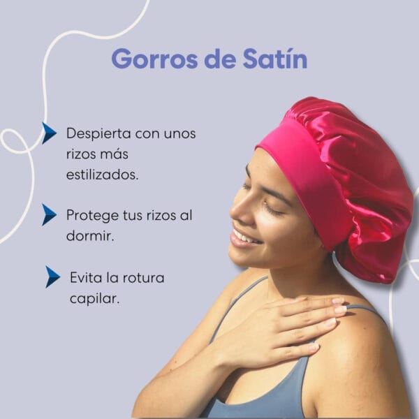 Gorro de Satín AntiFrizz para dormir y cuidar definición - Imagen 3