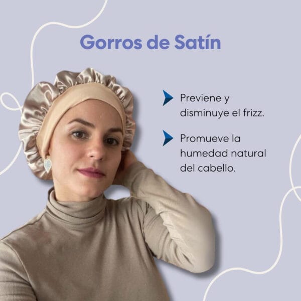 Gorro de Satín AntiFrizz para dormir y cuidar definición - Imagen 4